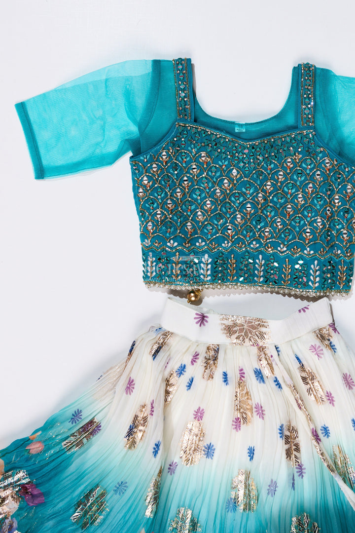 The Nesavu Girls Lehenga Choli Girls Mirror Work Lehenga Design with Embroidered Blouse and Georgette Skirt for Festive Wear Nesavu Nesavu Girls Mirror Work Lehenga Design Embroidered Blouse Georgette Skirt Weddings