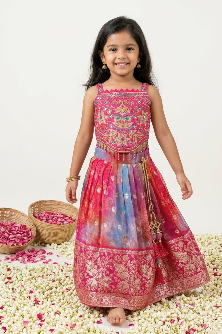 The Nesavu Girls Ethnic Lehenga Girls Mirror Work Lehenga for Wedding and Festive Wear Nesavu 16 (1Y) / Pink / Georgette GL871B-16 Nesavu Girls Georgette Mirror Work Lehenga Choli For Weddings Receptions And Festive Celebrations