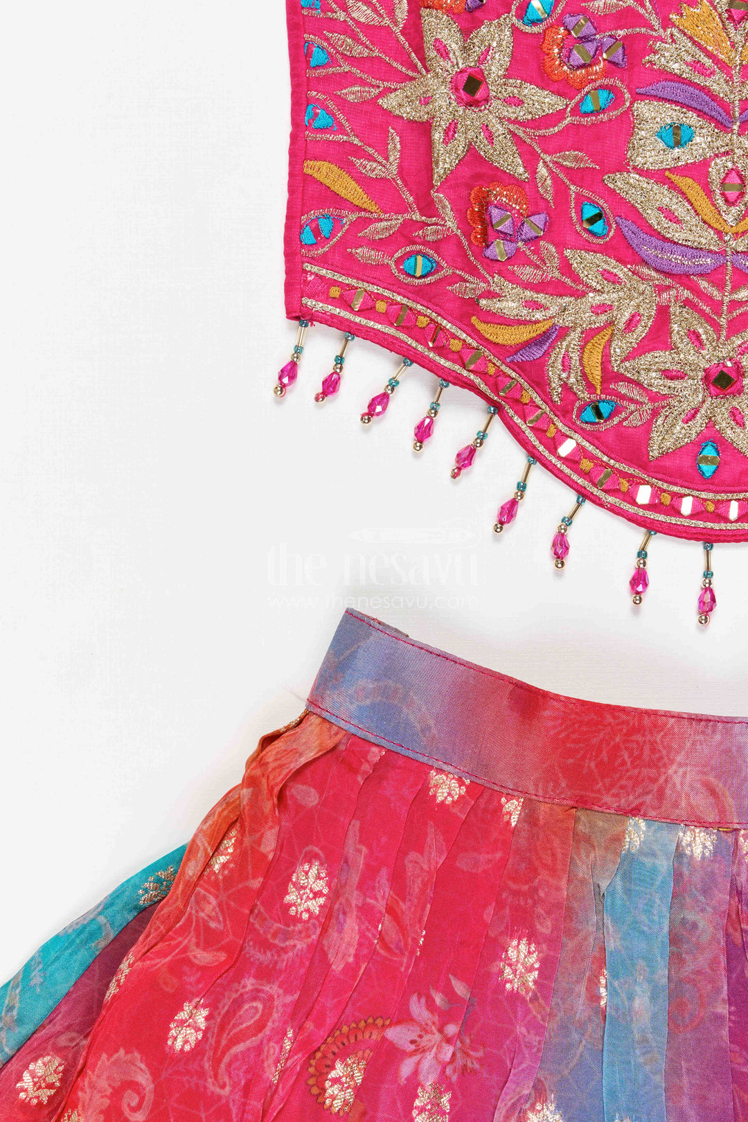 The Nesavu Girls Ethnic Lehenga Girls Mirror Work Lehenga for Wedding and Festive Wear Nesavu Nesavu Girls Georgette Mirror Work Lehenga Choli For Weddings Receptions And Festive Celebrations