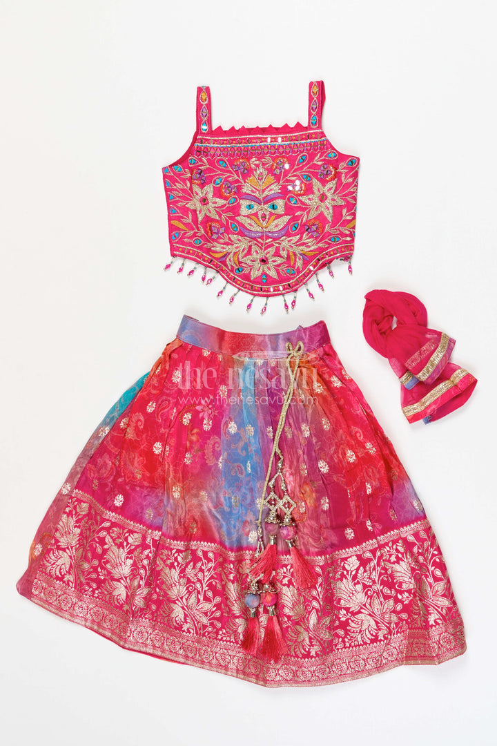 The Nesavu Girls Ethnic Lehenga Girls Mirror Work Lehenga for Wedding and Festive Wear Nesavu Nesavu Girls Georgette Mirror Work Lehenga Choli For Weddings Receptions And Festive Celebrations