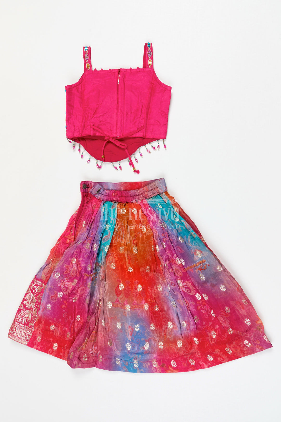 The Nesavu Girls Ethnic Lehenga Girls Mirror Work Lehenga for Wedding and Festive Wear Nesavu Nesavu Girls Georgette Mirror Work Lehenga Choli For Weddings Receptions And Festive Celebrations