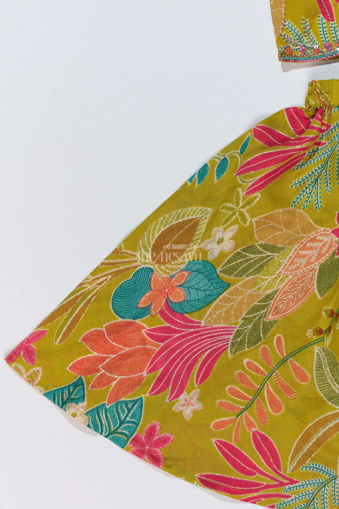 The Nesavu Girls Sharara / Plazo Set Girls Modern Classy Sharara Dress in Muslin Silk with Vibrant Digital Floral Print Nesavu Girls Modern Classy Sharara Dress Digital Floral Print Muslin Silk | The Nesavu