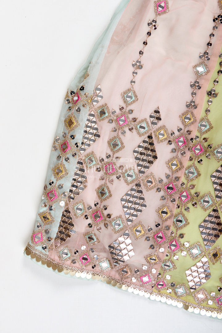 The Nesavu Girls Lehenga Choli Girls Multicolor Lehenga Choli with Mirror Embroidery and Tassels Nesavu Nesavu Multicolor Lehenga Choli Girls Heavy Mirror Embroidery