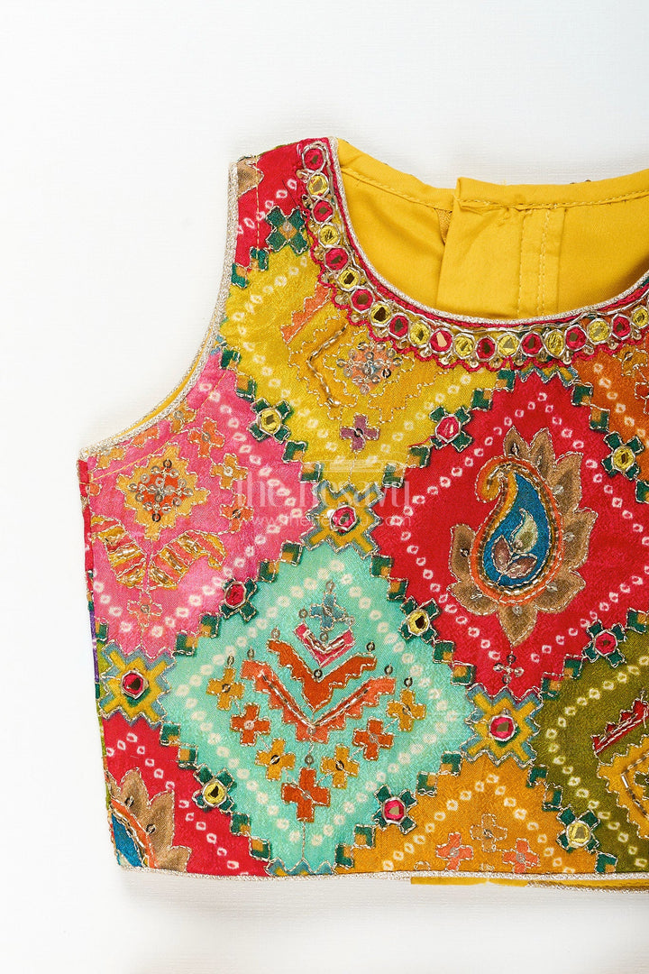 The Nesavu Girls Lehenga Choli Girls multicolor lehenga choli with mirror work for Navratri and weddings Nesavu Nesavu multicolor girls lehenga choli mirror work  festive ethnic wear Navratri weddings