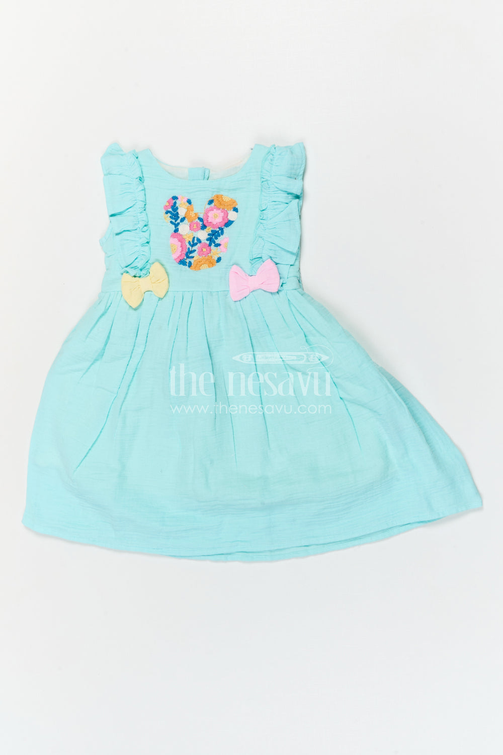 The Nesavu Girls Cotton Frock Girls Muslin Cotton Frock for Breezy Summer Outings and Playful Moments Nesavu Nesavu Girls Muslin Cotton Embroidered Frock For Summer Outings And Playdates
