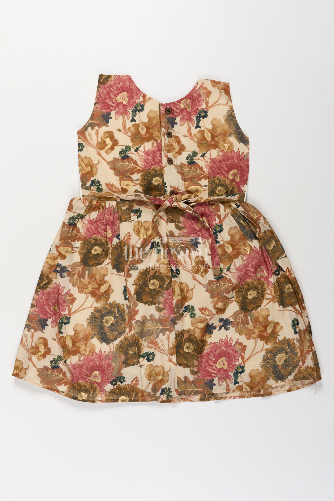 The Nesavu Girls Fancy Frock Girls Muslin Silk Fancy Frock with Gathered Floral Skirt and Pintuck Yoke in Fancy Frock Ka Design Style Nesavu Girls fancy frock ka design Muslin Silk Floral Print Skirt Pintuck Yoke | The Nesavu