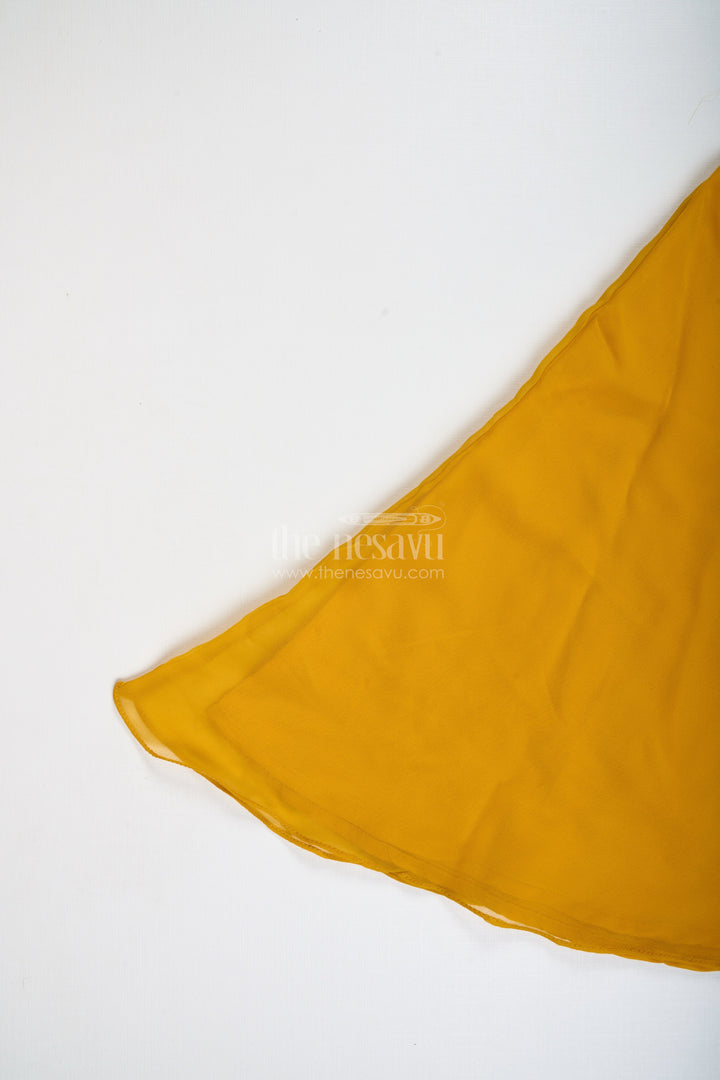 The Nesavu Girls Sharara / Plazo Set Girls Mustard Sharara Set with Embroidered Jacket for Festive Events Nesavu Nesavu Girls Mustard Sharara Set Embroidered Jacket Festive Ethnic Wear Weddings