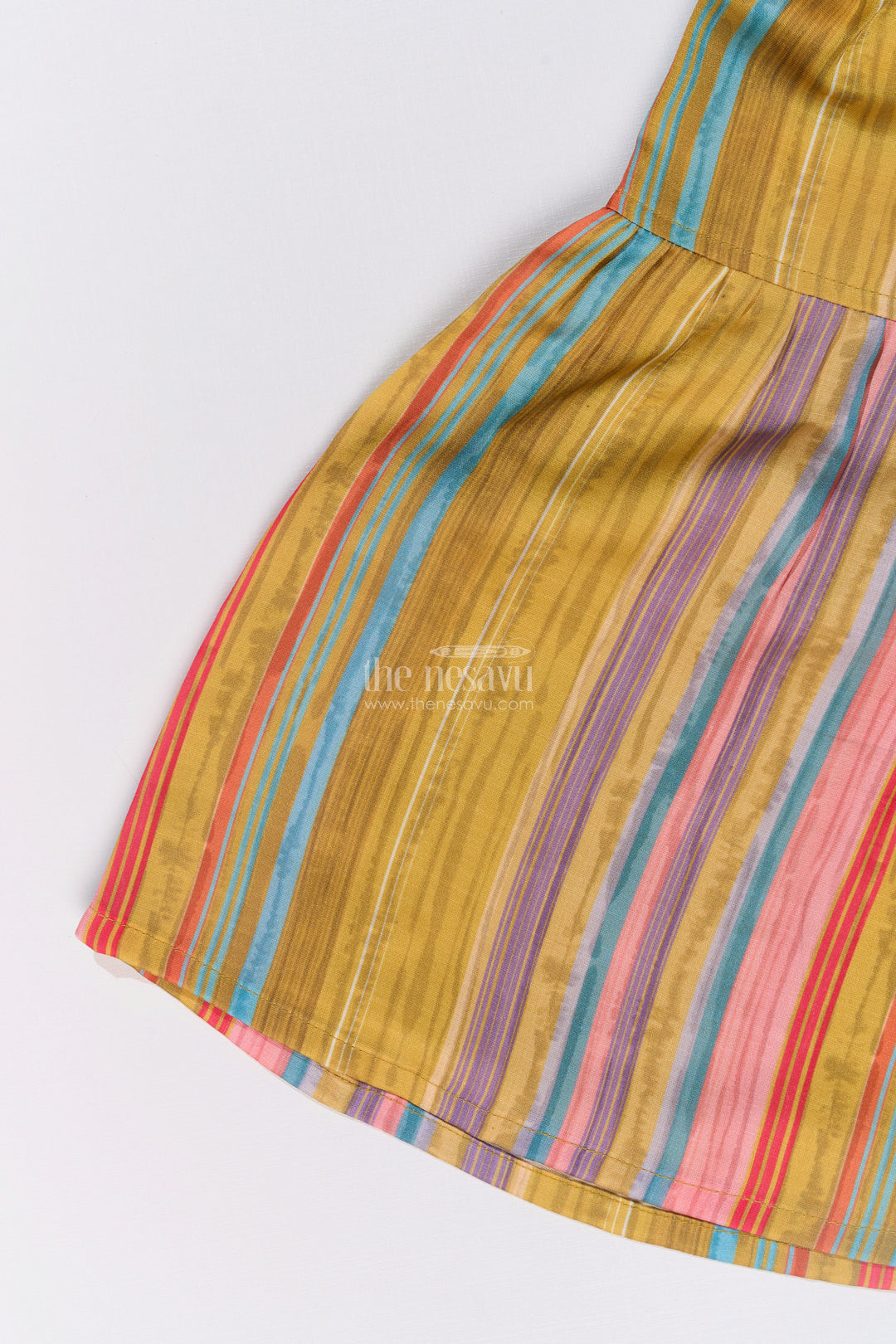 The Nesavu Girls Sharara / Plazo Set Girls Mustard Yellow Sharara with Floral Printed Top and Striped Flared Pants Nesavu Girls Mustard Yellow Sharara Floral Printed Top Striped Flared Pants | The Nesavu