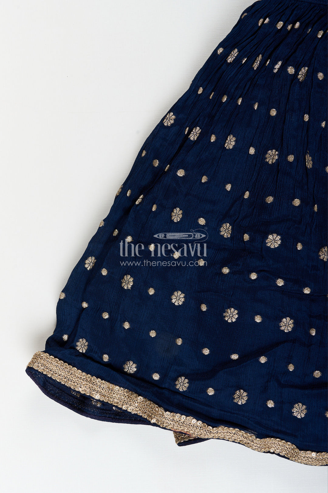 The Nesavu Girls Lehenga Choli Girls Navy Blue Georgette Lehenga Choli with Embroidered Yoke for Weddings Nesavu Nesavu girls navy blue georgette lehenga choli embroidered blouse weddings festive occasions