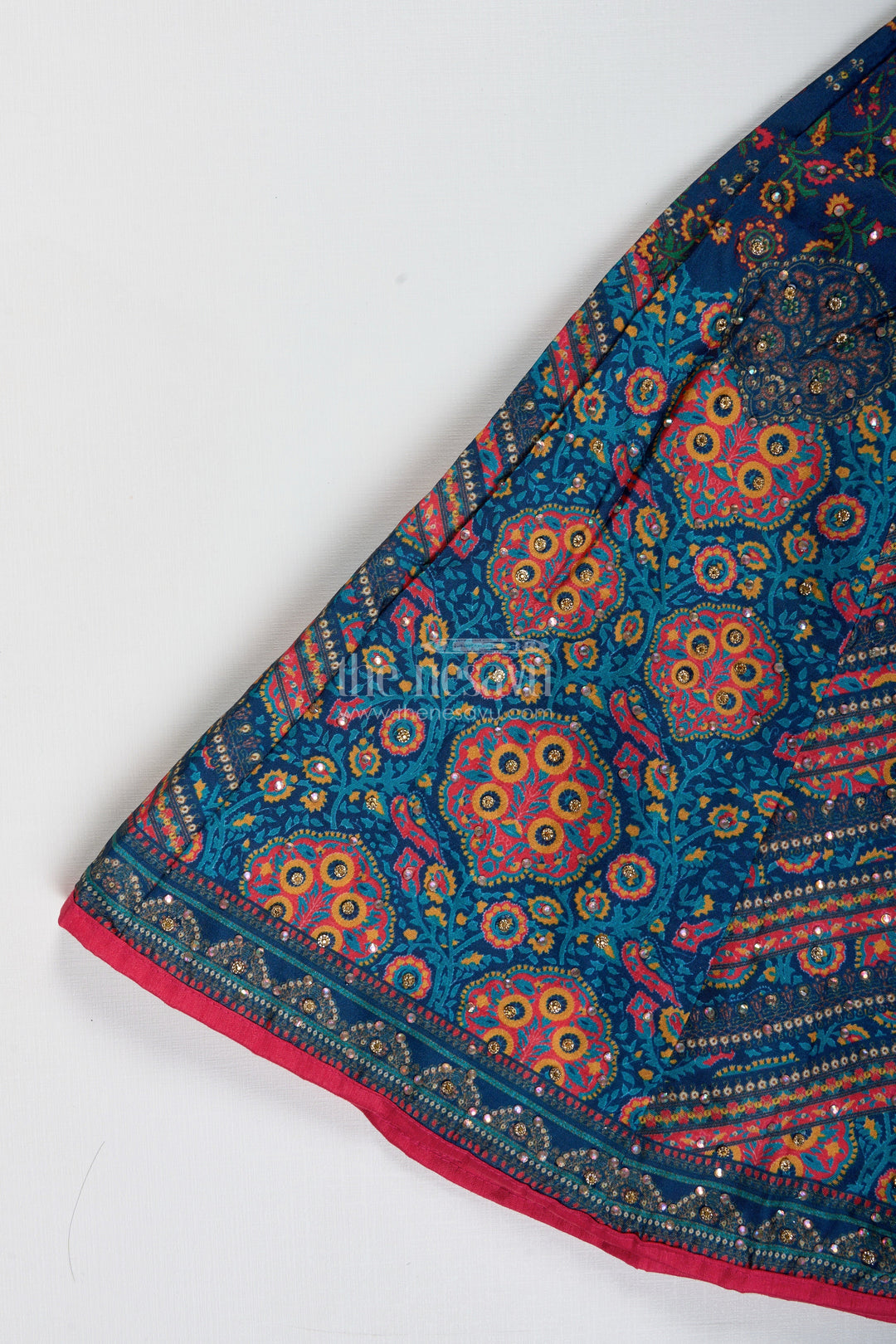 The Nesavu Girls Lehenga Choli Girls Navy Blue Lehenga Choli for Weddings and Cultural Festivals Nesavu Nesavu Girls Navy Lehenga Choli Weddings Silk Blend Ethnic Wear Traditional Print