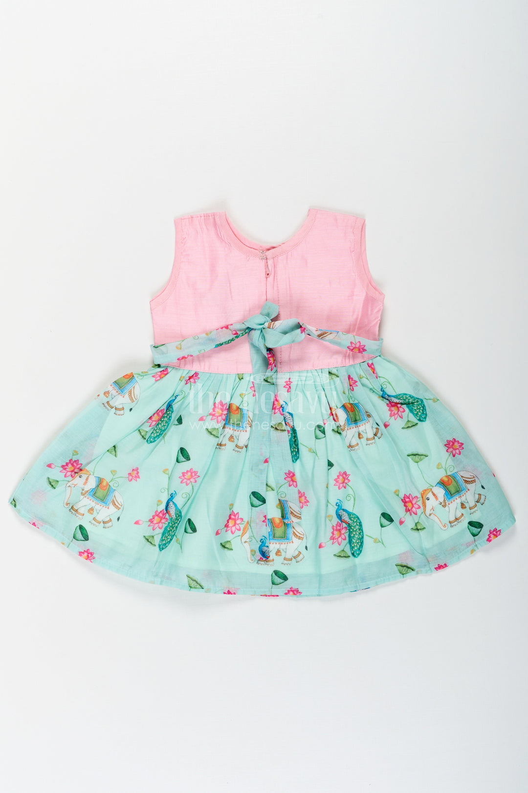 The Nesavu Girls Chanderi Frock Girls New Designs Frock in Chanderi with Sequins and Pichwai Printed Skirt Bottom Nesavu Girls Chanderi Frock Sequin Embroidery Pichwai Digital Print New Designs | The Nesavu