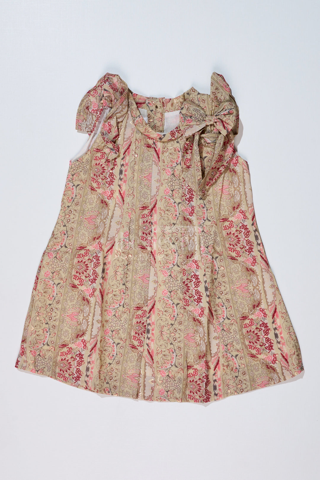 The Nesavu Girls Cotton Frock Girls Normal Frock in Muslin Silk with Floral Embellishment and Shoulder Bow Nesavu 16 (1Y) / Green GFC1605B-16 Nesavu Girls Normal Frock Muslin Silk Floral Embellishment Shoulder Bow