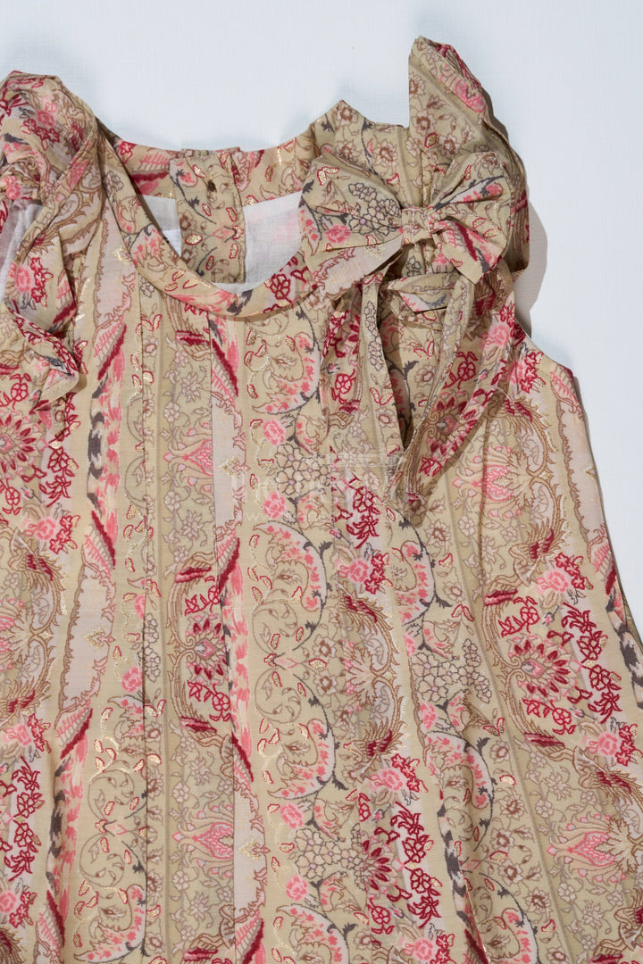 The Nesavu Girls Cotton Frock Girls Normal Frock in Muslin Silk with Floral Embellishment and Shoulder Bow Nesavu Girls Normal Frock Muslin Silk Floral Embellishment Shoulder Bow | The Nesavu