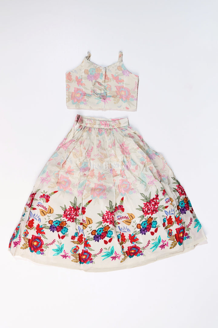 The Nesavu Girls Lehenga Choli Girls Off White Lehenga for Wedding with Floral Embroidery and Beaded Choli Nesavu Girls Off White Lehenga Wedding Floral Embroidery Beaded Choli | The Nesavu