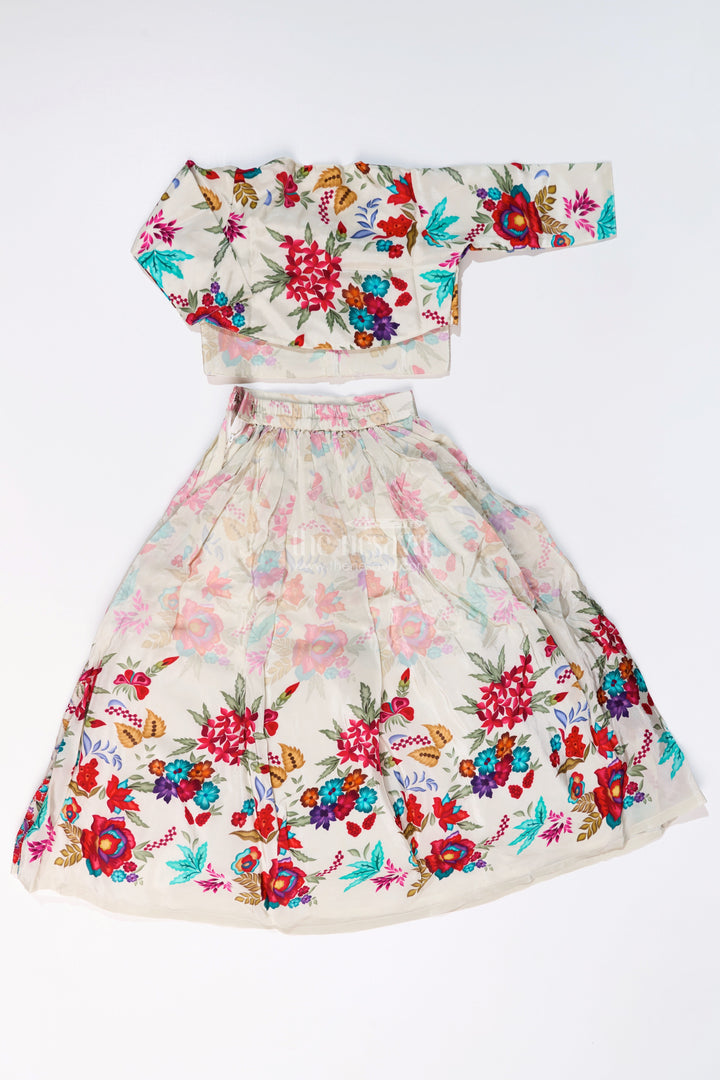 The Nesavu Girls Lehenga Choli Girls Off White Lehenga for Wedding with Floral Embroidery and Beaded Choli Nesavu Girls Off White Lehenga Wedding Floral Embroidery Beaded Choli | The Nesavu