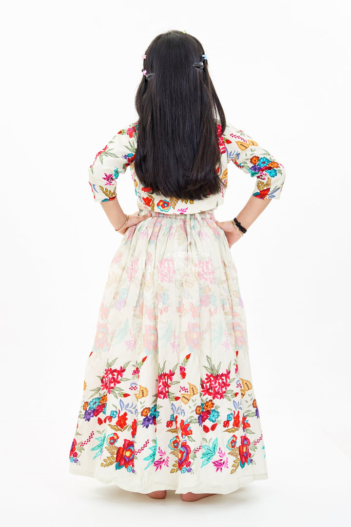 The Nesavu Girls Lehenga Choli Girls Off White Lehenga for Wedding with Floral Embroidery and Beaded Choli Nesavu Girls Off White Lehenga Wedding Floral Embroidery Beaded Choli | The Nesavu