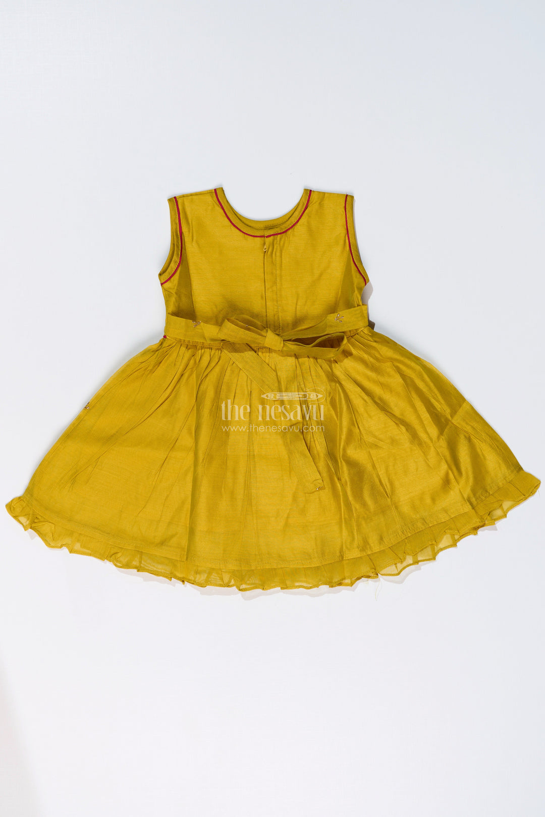 The Nesavu Girls Chanderi Frock Girls One Piece Frock with Peacock Embroidery and Chanderi Cotton Fabric for Festive Wear Nesavu Girls One Piece Frock Peacock Embroidery Chanderi Cotton Fabric Festive Wear | The Nesavu