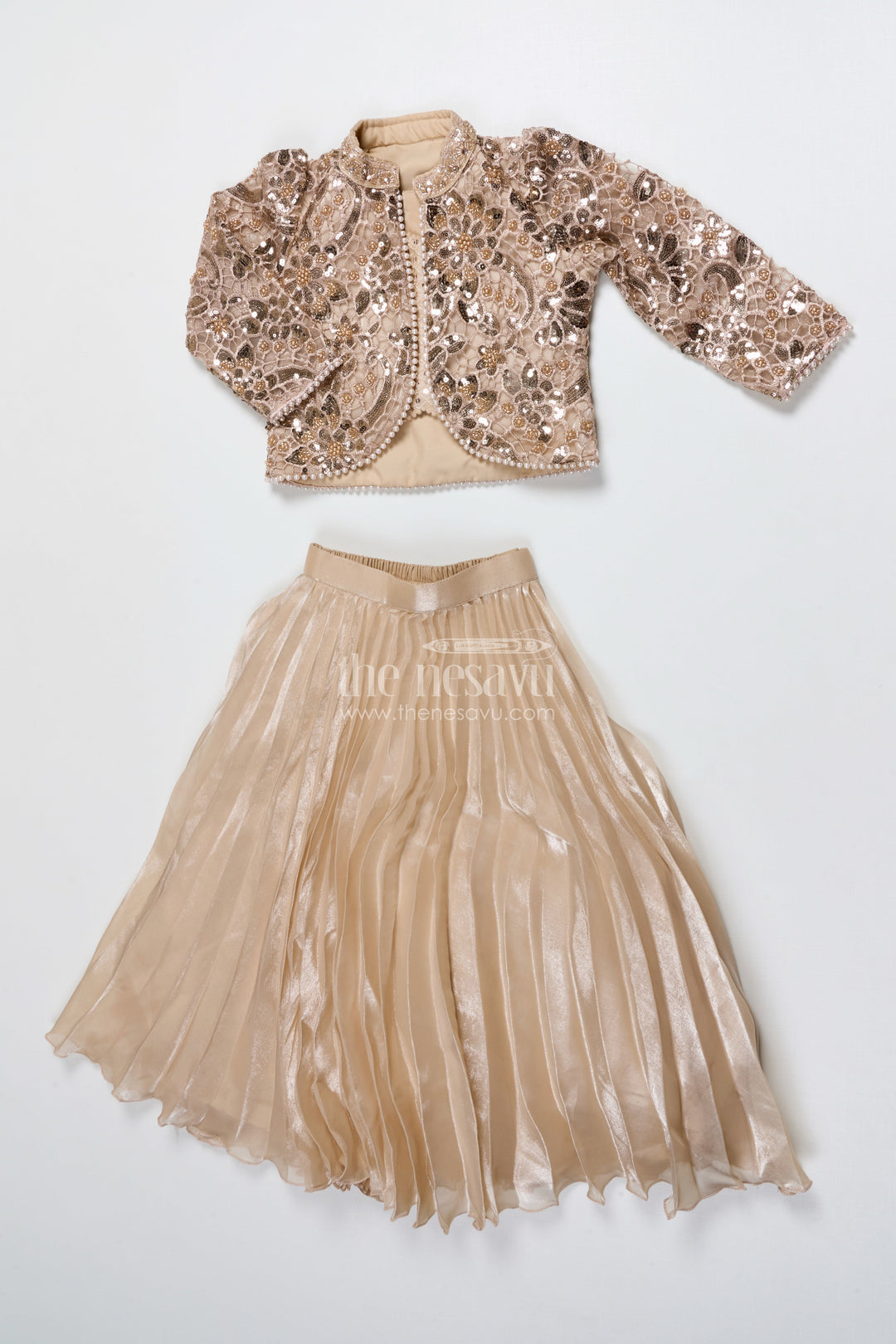 The Nesavu Girls Fancy Lehenga Girls Organza Lehenga with Embroidered Jacket for Birthday and Cultural Events Nesavu Nesavu girls organza lehenga embroidered jacket birthdays cultural performances