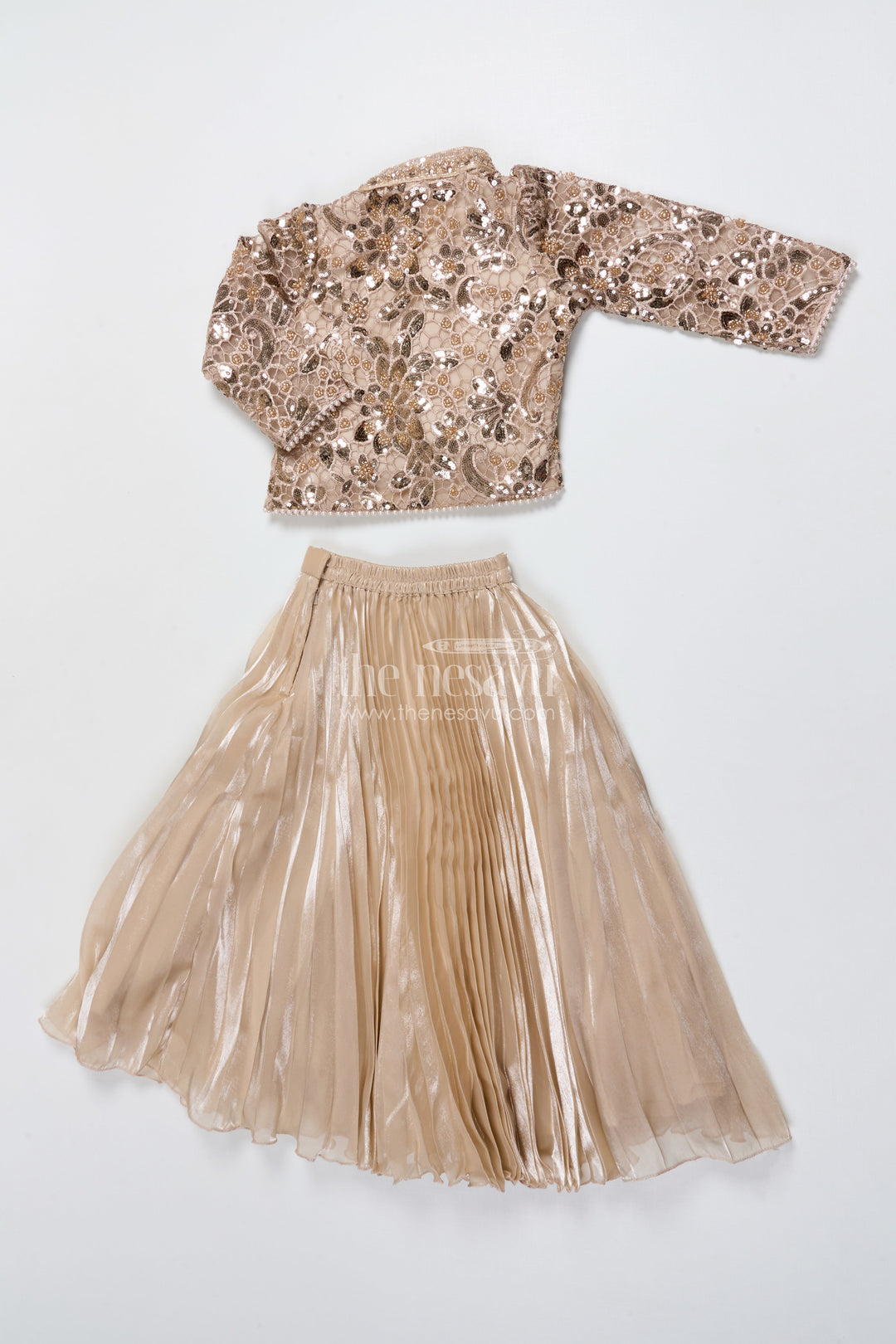 The Nesavu Girls Fancy Lehenga Girls Organza Lehenga with Embroidered Jacket for Birthday and Cultural Events Nesavu Nesavu girls organza lehenga embroidered jacket birthdays cultural performances