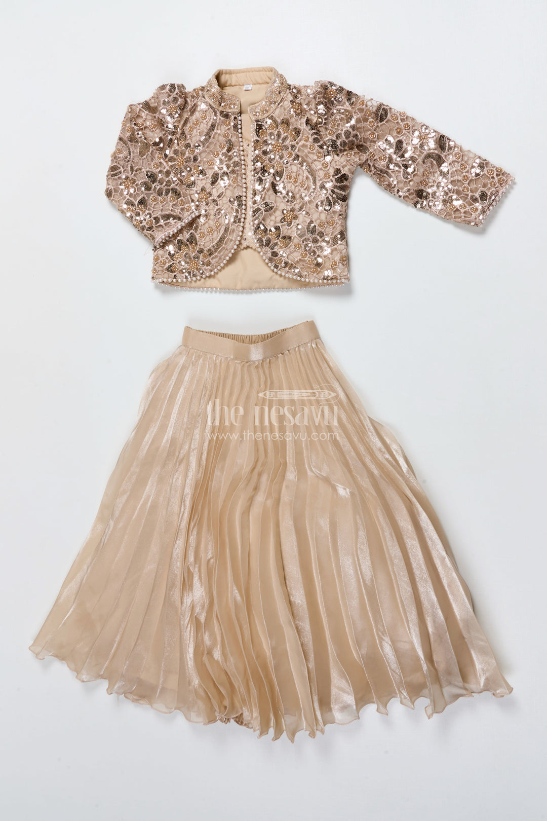 The Nesavu Girls Fancy Lehenga Girls Organza Lehenga with Embroidered Jacket for Birthday and Cultural Events Nesavu Nesavu girls organza lehenga embroidered jacket birthdays cultural performances