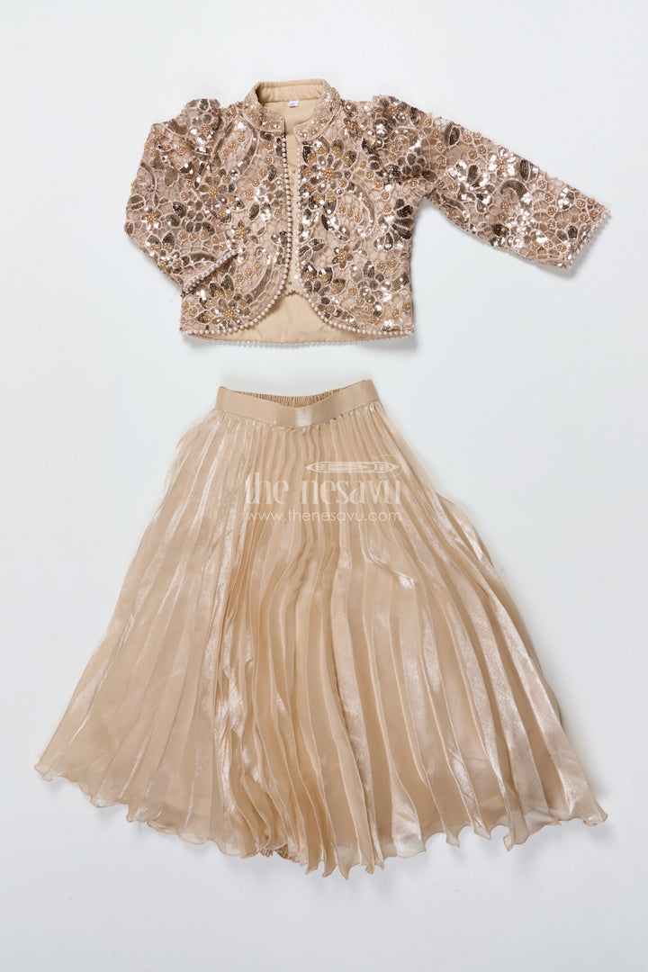 The Nesavu Girls Fancy Lehenga Girls Organza Lehenga with Embroidered Jacket for Birthday and Cultural Events Nesavu Nesavu girls organza lehenga embroidered jacket birthdays cultural performances