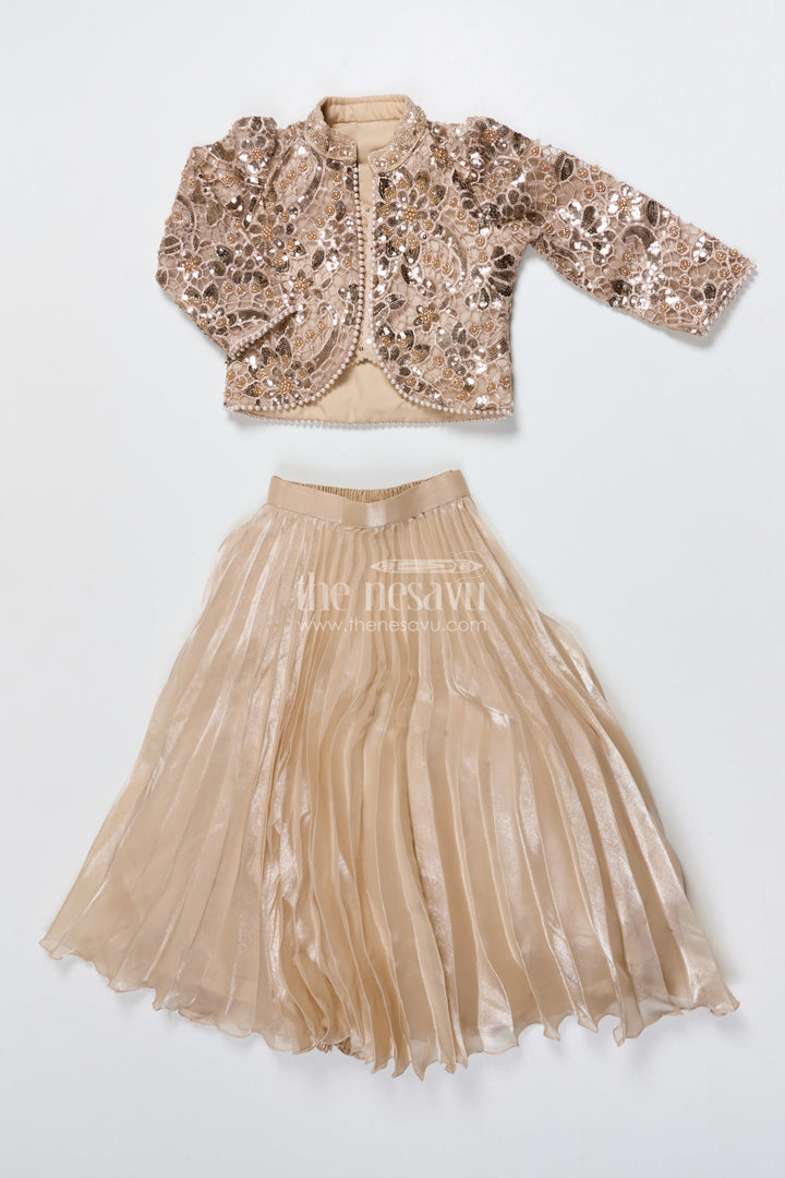 The Nesavu Girls Fancy Lehenga Girls Organza Lehenga with Embroidered Jacket for Birthday and Cultural Events Nesavu Nesavu girls organza lehenga embroidered jacket birthdays cultural performances
