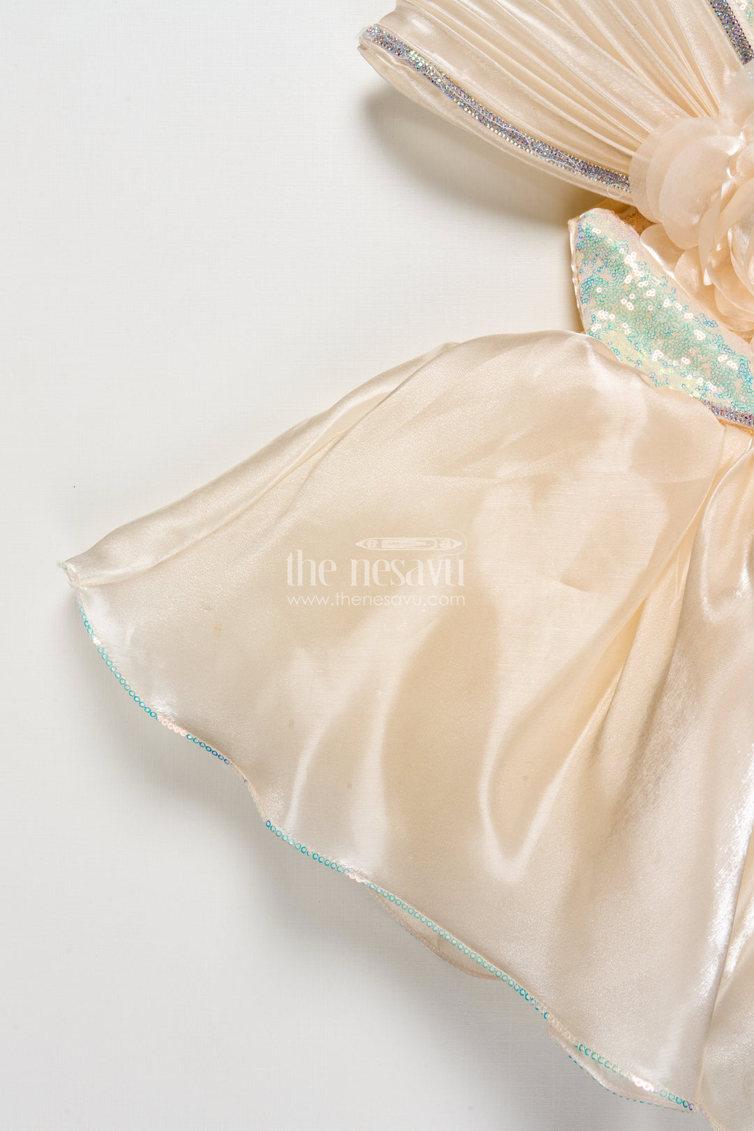 The Nesavu Girls Fancy Party Frock Girls Organza Party Frock with Floral Embellishment for Birthdays Nesavu Nesavu girls organza party frock floral embellishments birthdays festive occasions