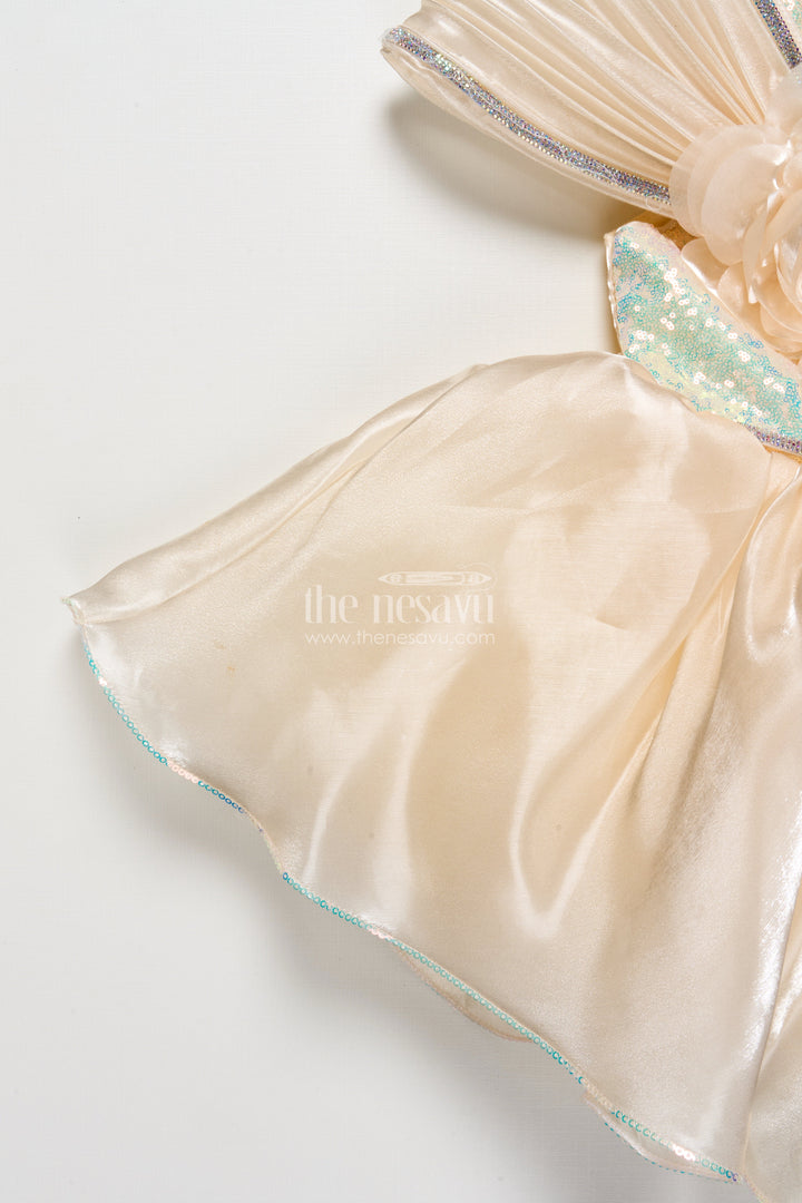 The Nesavu Girls Fancy Party Frock Girls Organza Party Frock with Floral Embellishment for Birthdays Nesavu Nesavu girls organza party frock floral embellishments birthdays festive occasions