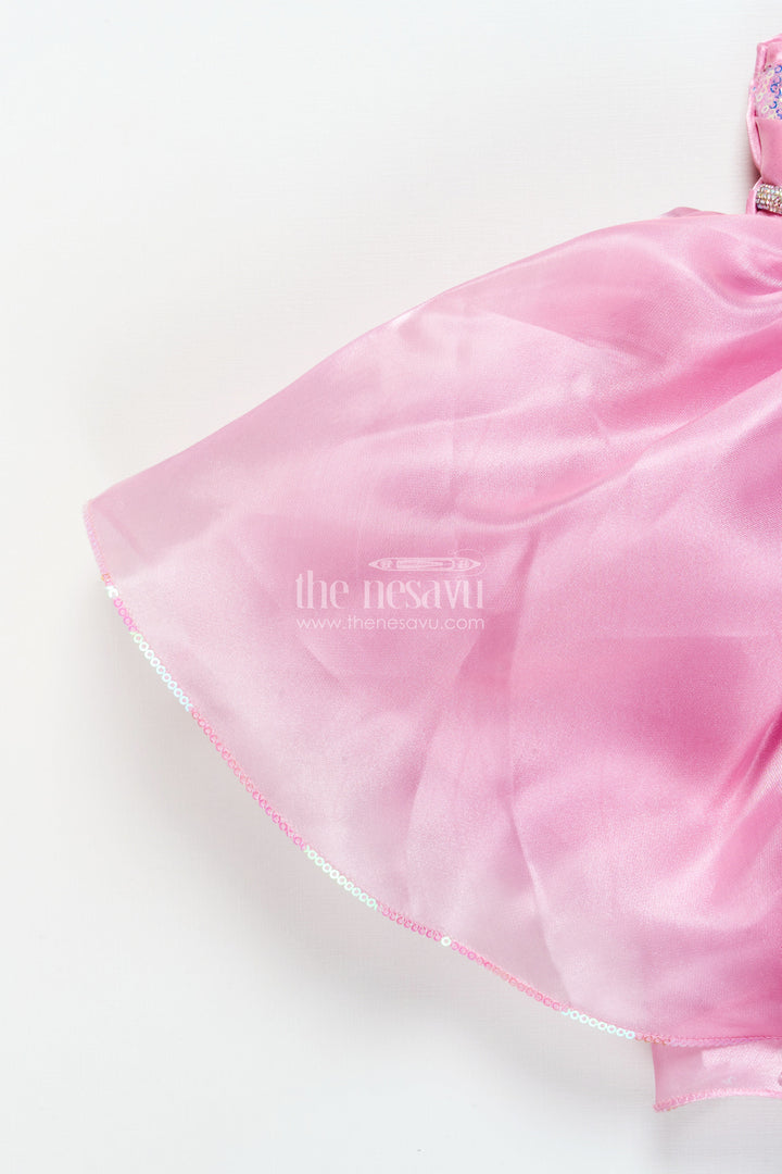 The Nesavu Girls Fancy Party Frock Girls Organza Party Frock with Sequin Work for Birthdays and Evening Events Nesavu Nesavu girls organza party frock sequin embroidery birthday celebrations evening wear