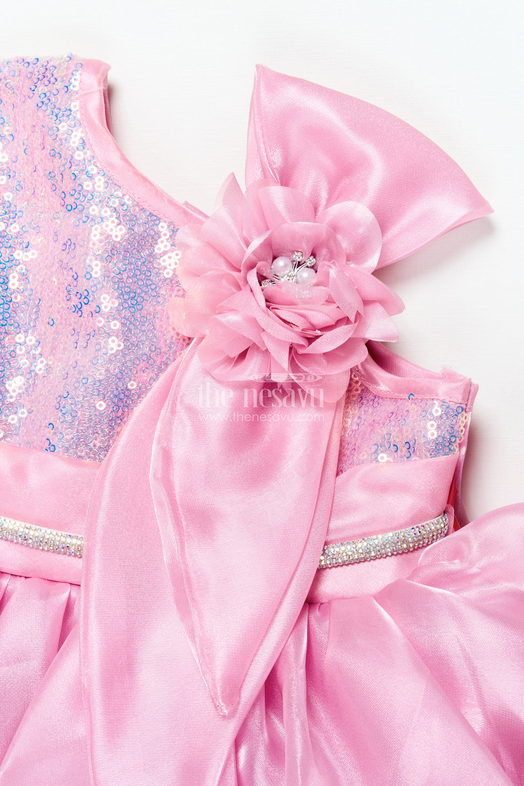 The Nesavu Girls Fancy Party Frock Girls Organza Party Frock with Sequin Work for Birthdays and Evening Events Nesavu Nesavu girls organza party frock sequin embroidery birthday celebrations evening wear