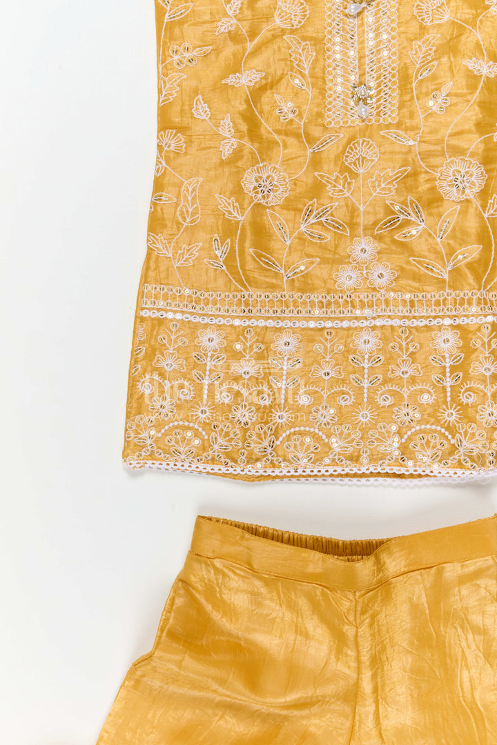 The Nesavu Girls Sharara / Plazo Set Girls Organza Sharara Set for Festive Celebrations and Wedding Events Nesavu Nesavu girls glaze organza sharara set with designer embroidered yoke for weddings and festive events