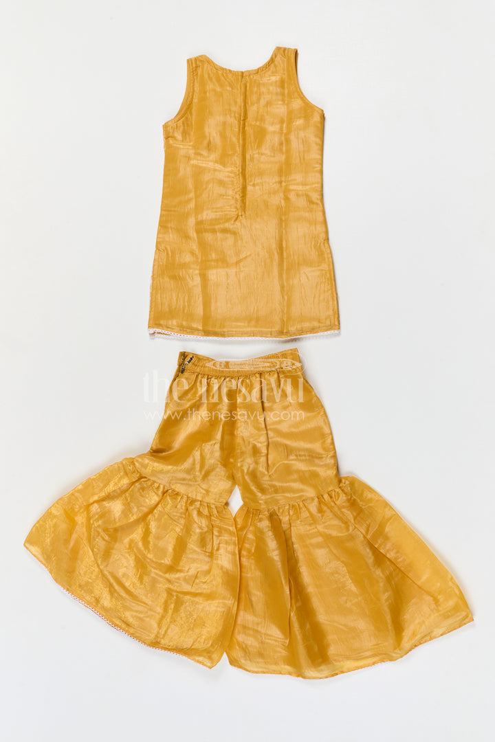 The Nesavu Girls Sharara / Plazo Set Girls Organza Sharara Set for Festive Celebrations and Wedding Events Nesavu Nesavu girls glaze organza sharara set with designer embroidered yoke for weddings and festive events