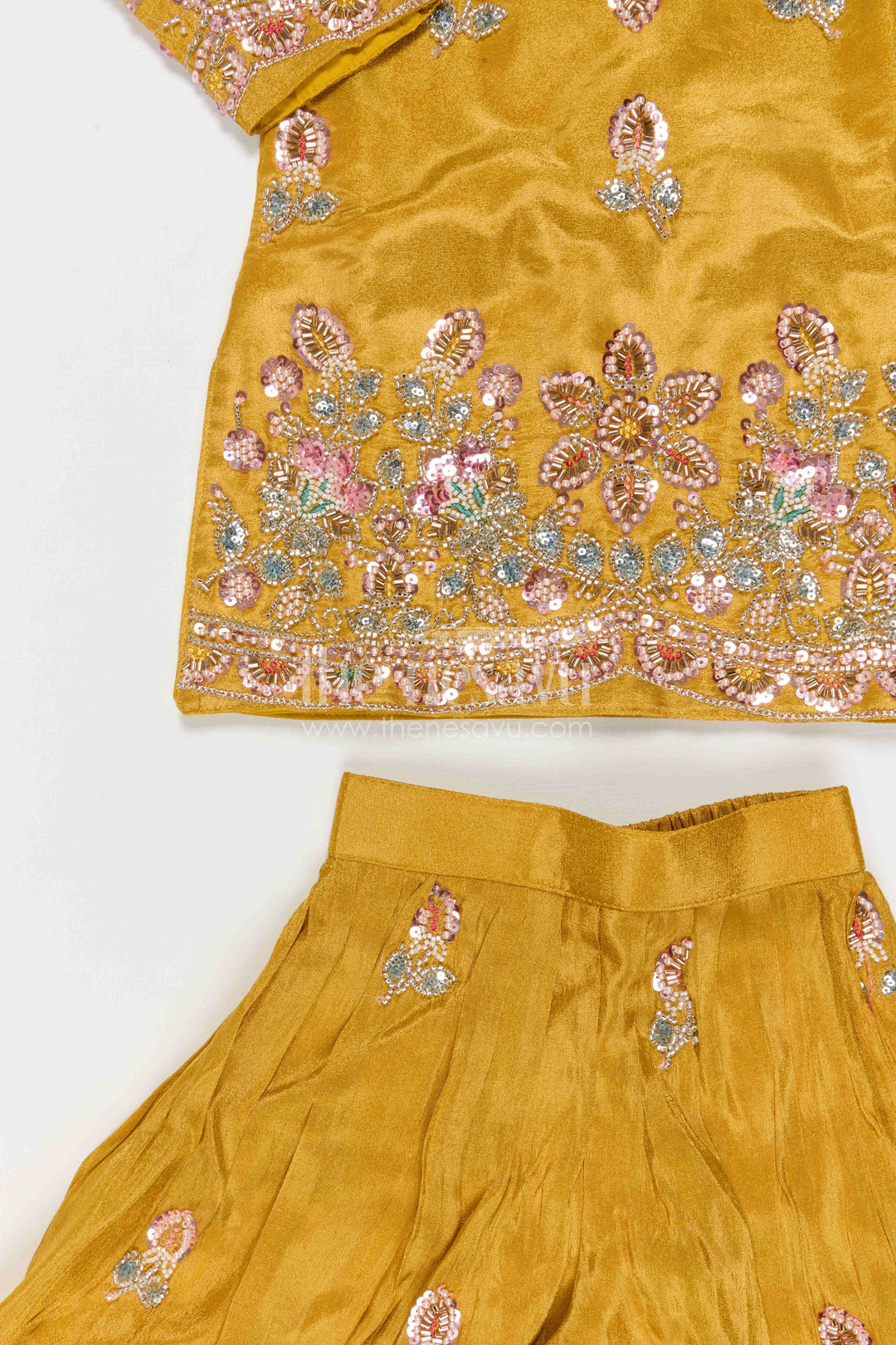 The Nesavu Girls Sharara / Plazo Set Girls Organza Sharara Set for Weddings and Festive Occasions Nesavu Nesavu girls sharara set for weddings and festive celebrations viscose silk designer embroidered outfit