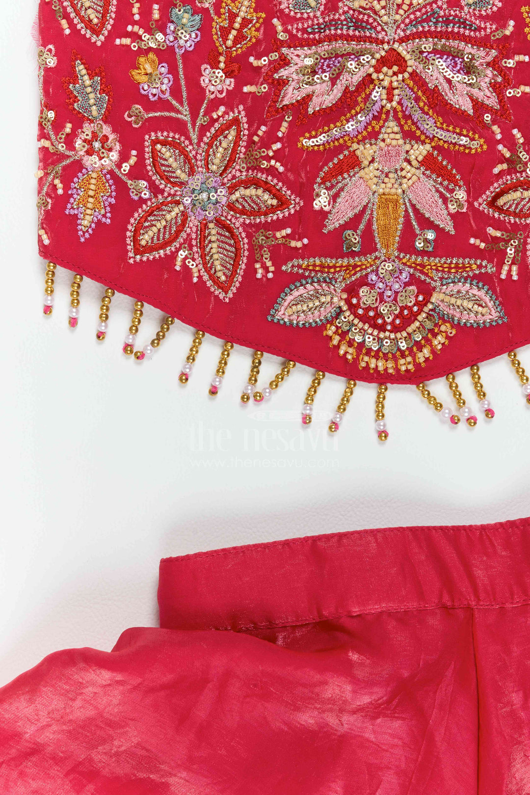 The Nesavu Girls Sharara / Plazo Set Girls Organza Sharara Set for Weddings Parties and Festive Functions Nesavu Nesavu Girls Organza Sharara Set For Weddings Parties Festive Functions And Elegant Family Celebrations