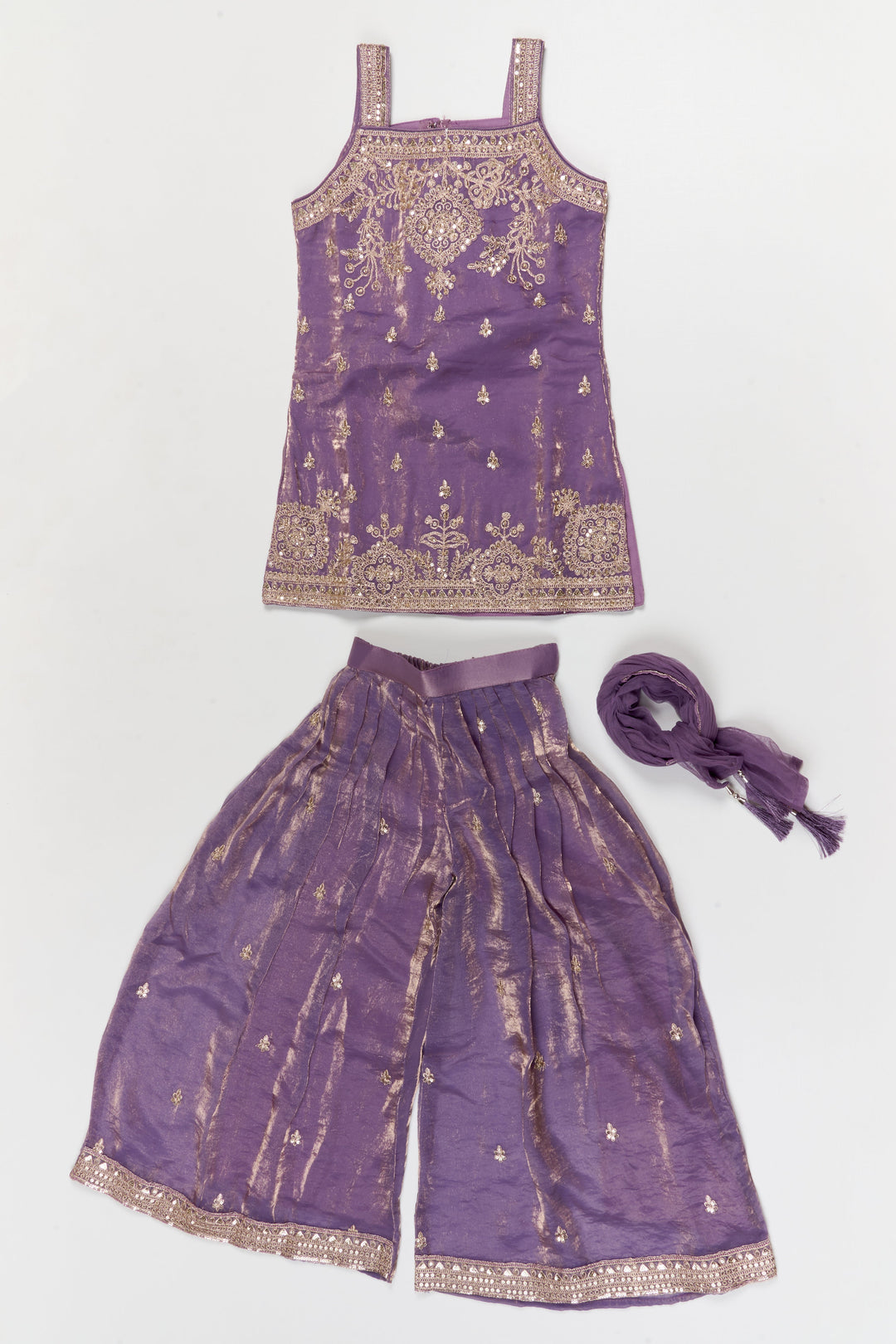 The Nesavu Girls Sharara / Plazo Set Girls Organza Sharara Set with Zari Embroidery for Weddings and Receptions Nesavu Nesavu girls organza sharara set with zari embroidery and dupatta – ideal for weddings and festive functions