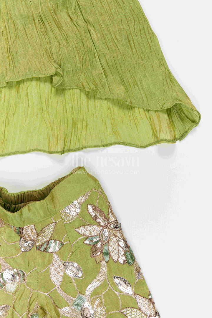 The Nesavu Girls Sharara / Plazo Set Girls Palazzo Set for Daily Wear and Casual Outings Nesavu Nesavu Girls Palazzo Set Viscose Blend Silk With Pleated Design For Casual And Daily Wear
