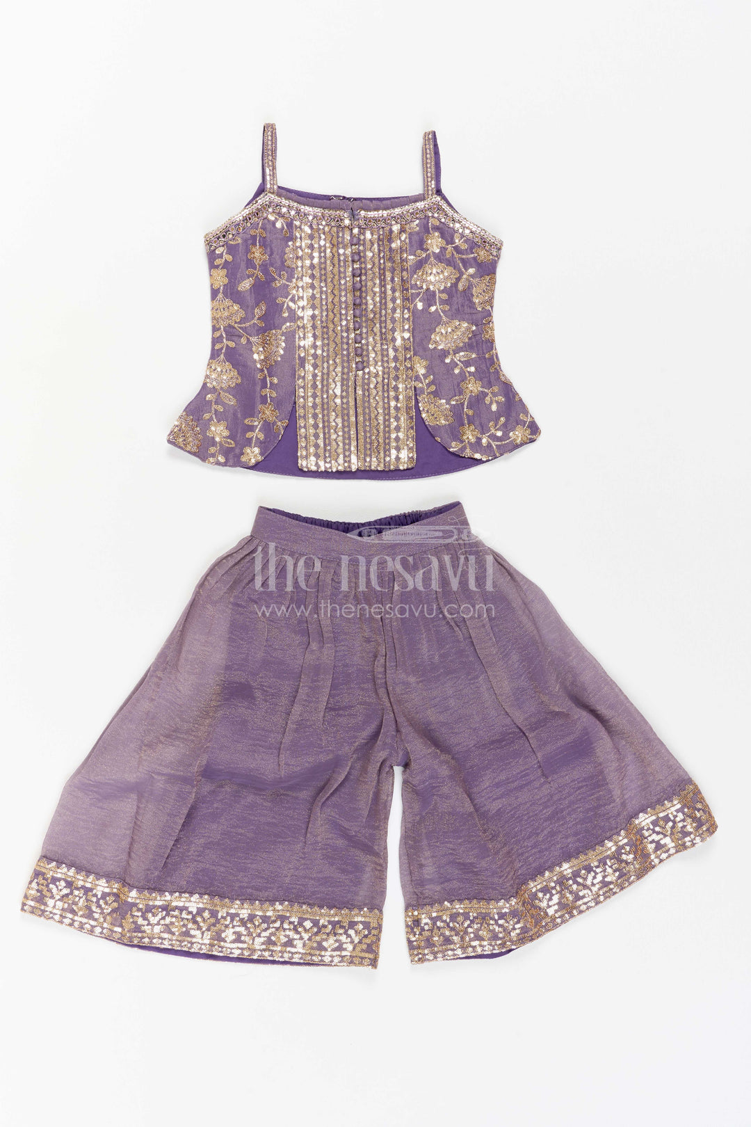 The Nesavu Girls Sharara / Plazo Set Girls Palazzo Set for Wedding Functions and Traditional Festivities Nesavu Nesavu Girls Viscose Silk Palazzo Set For Wedding Functions Traditional Festivities And Family Ceremonies