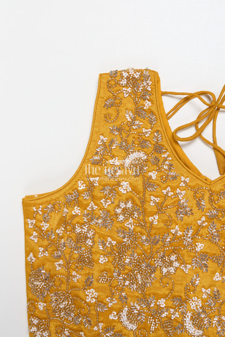 The Nesavu Girls Sharara / Plazo Set Girls Palazzo Set with Shrug for Weddings and Traditional Family Events Nesavu Nesavu girls festive palazzo set shrug kurti weddings family celebrations