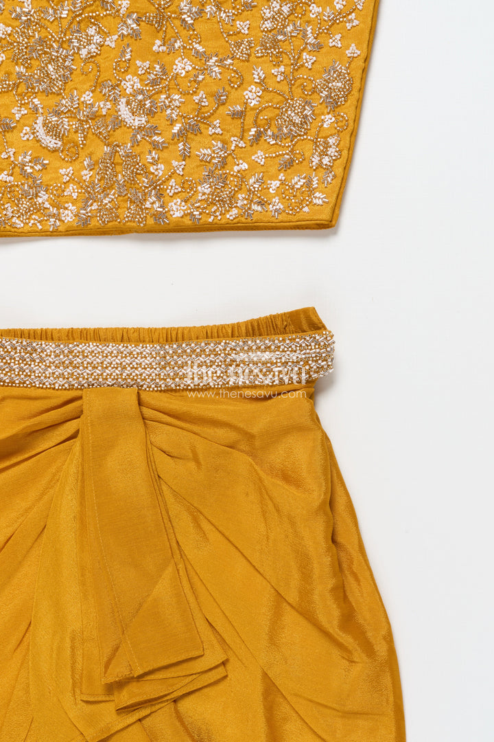 The Nesavu Girls Sharara / Plazo Set Girls Palazzo Set with Shrug for Weddings and Traditional Family Events Nesavu Nesavu girls festive palazzo set shrug kurti weddings family celebrations