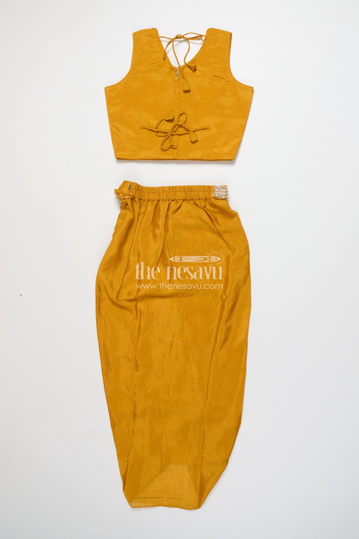 The Nesavu Girls Sharara / Plazo Set Girls Palazzo Set with Shrug for Weddings and Traditional Family Events Nesavu Nesavu girls festive palazzo set shrug kurti weddings family celebrations