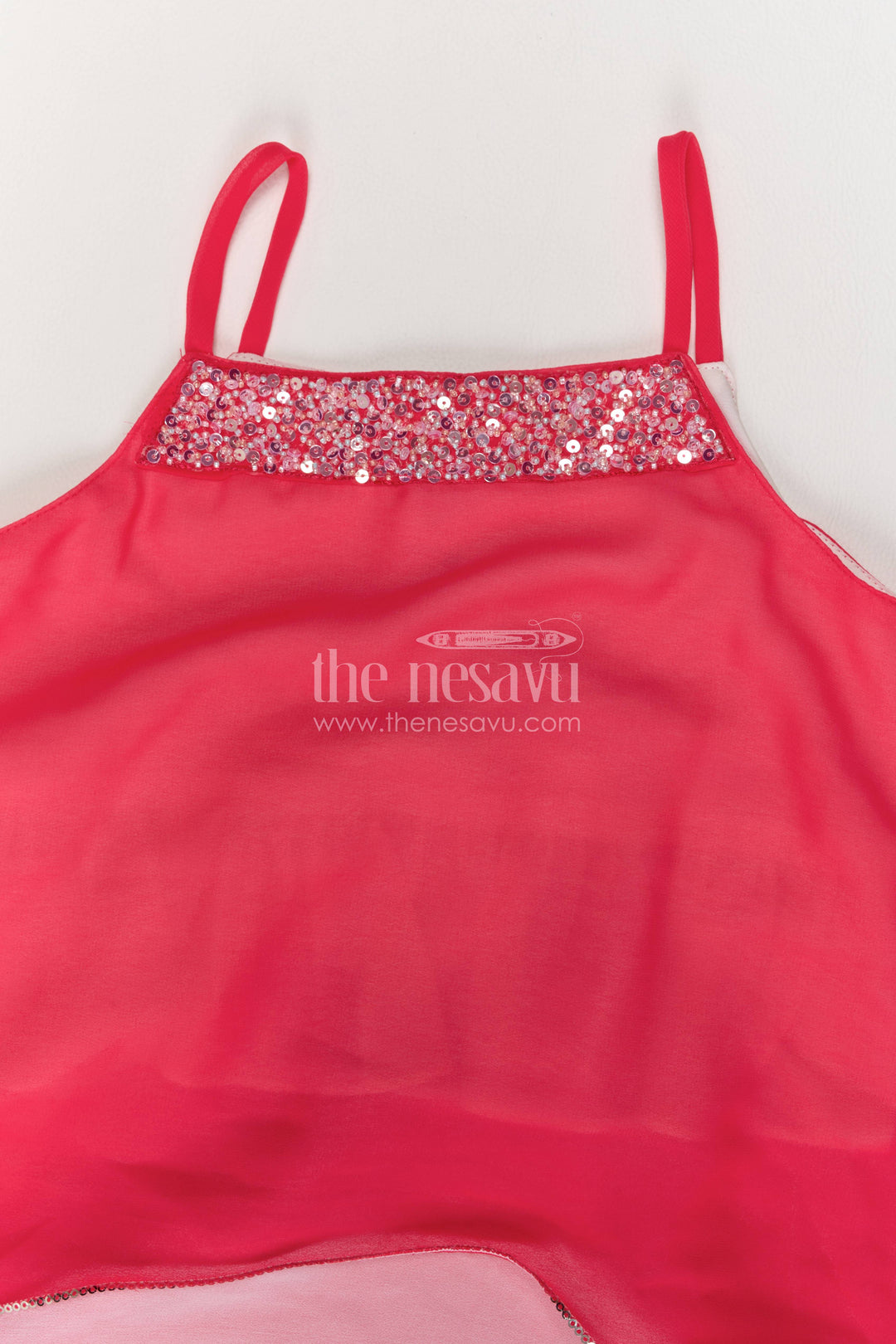 The Nesavu Girls Sharara / Plazo Set Girls Palazzo Set with Smart Tailoring for Weddings and Parties Nesavu Nesavu Girls Palazzo Set In Pink For Milestone Days