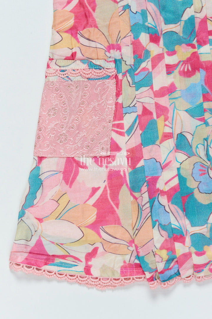 The Nesavu Girls Cotton Frock Girls Party Frock for Birthday Celebrations and Evening Outings Nesavu Nesavu georgette digital print frock girls birthday parties semi-formal wear