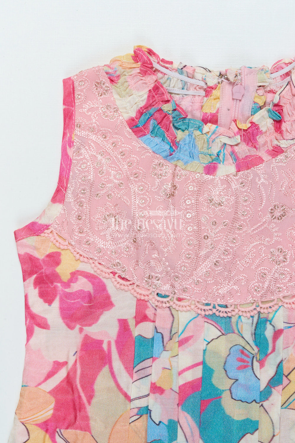 The Nesavu Girls Cotton Frock Girls Party Frock for Birthday Celebrations and Evening Outings Nesavu Nesavu georgette digital print frock girls birthday parties semi-formal wear