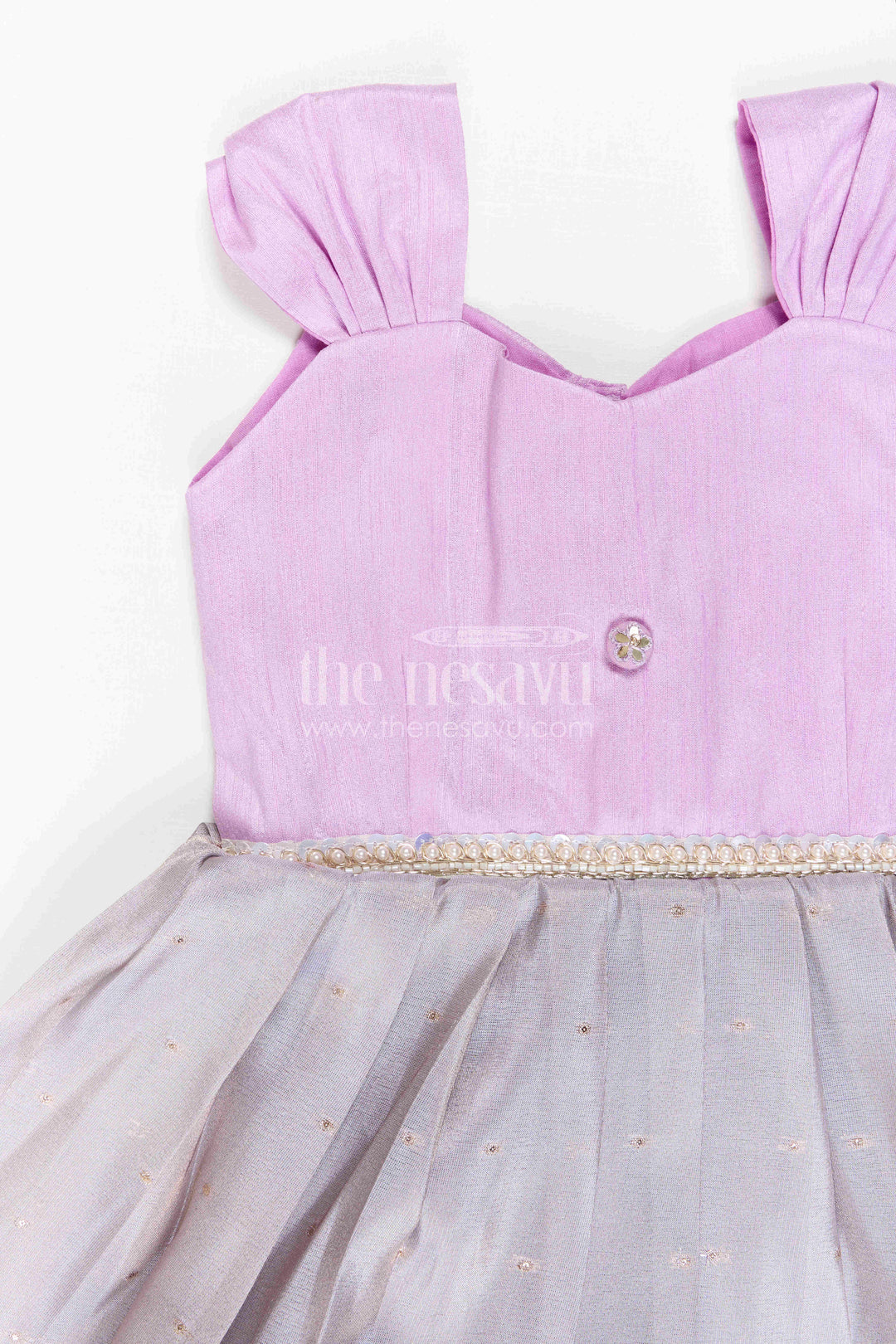The Nesavu Silk Frock Girls Party Frock for Birthday Celebrations and Special Photo Moments Nesavu Nesavu Girls Semi Banaras Silk Party Frock With Shimmer Skirt For Birthdays And Celebrations