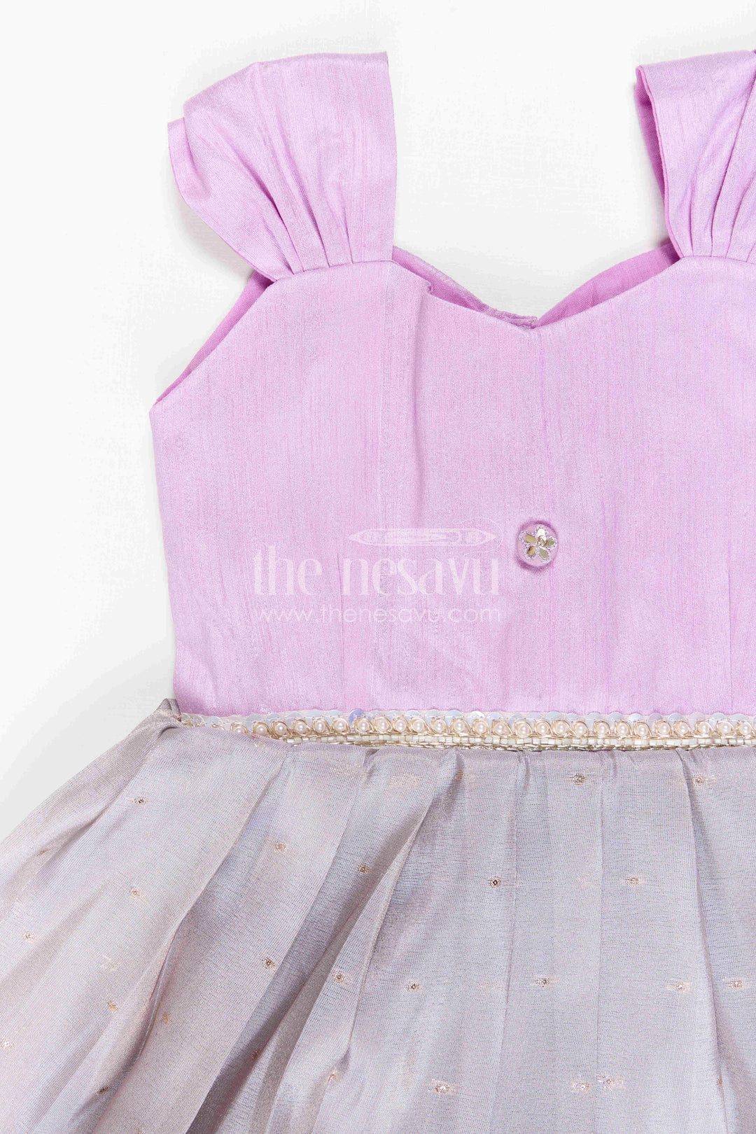 The Nesavu Silk Frock Girls Party Frock for Birthday Celebrations and Special Photo Moments Nesavu Nesavu Girls Semi Banaras Silk Party Frock With Shimmer Skirt For Birthdays And Celebrations