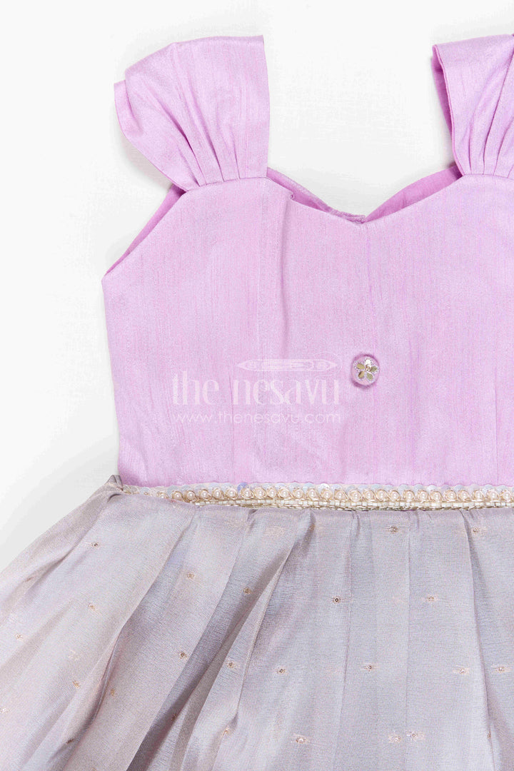 The Nesavu Silk Frock Girls Party Frock for Birthday Celebrations and Special Photo Moments Nesavu Nesavu Girls Semi Banaras Silk Party Frock With Shimmer Skirt For Birthdays And Celebrations