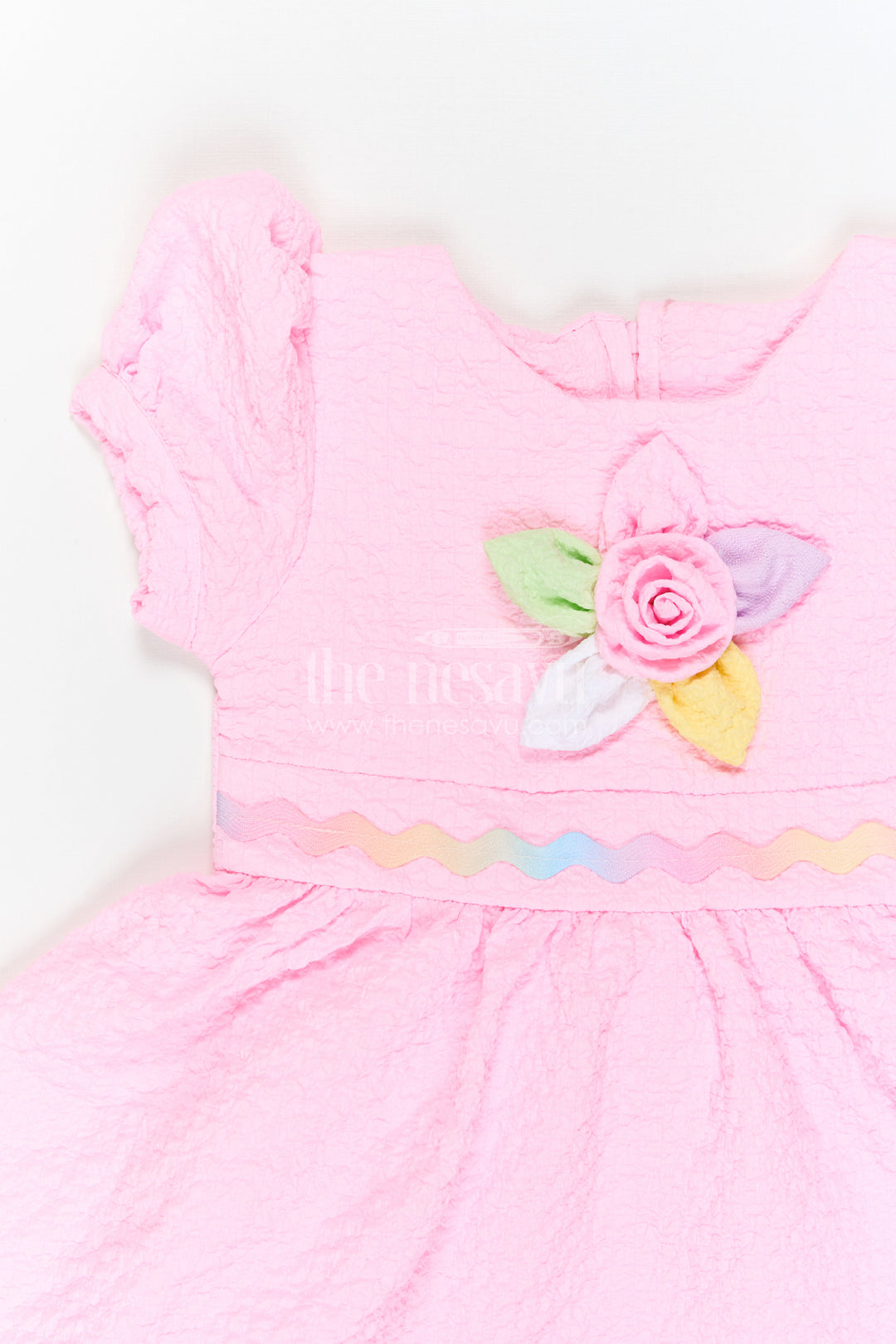 The Nesavu Girls Cotton Frock Girls Party Frock for Birthdays and Playful Celebrations Nesavu Nesavu Girls Birthday Party Frock With Thread Embroidery And Comfortable Cotton Blend Fabric