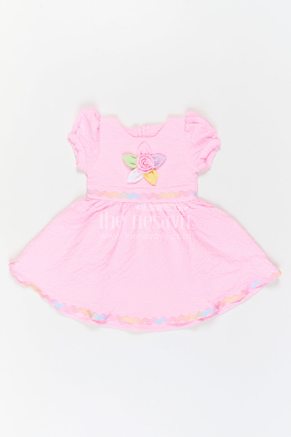 The Nesavu Girls Cotton Frock Girls Party Frock for Birthdays and Playful Celebrations Nesavu Nesavu Girls Birthday Party Frock With Thread Embroidery And Comfortable Cotton Blend Fabric