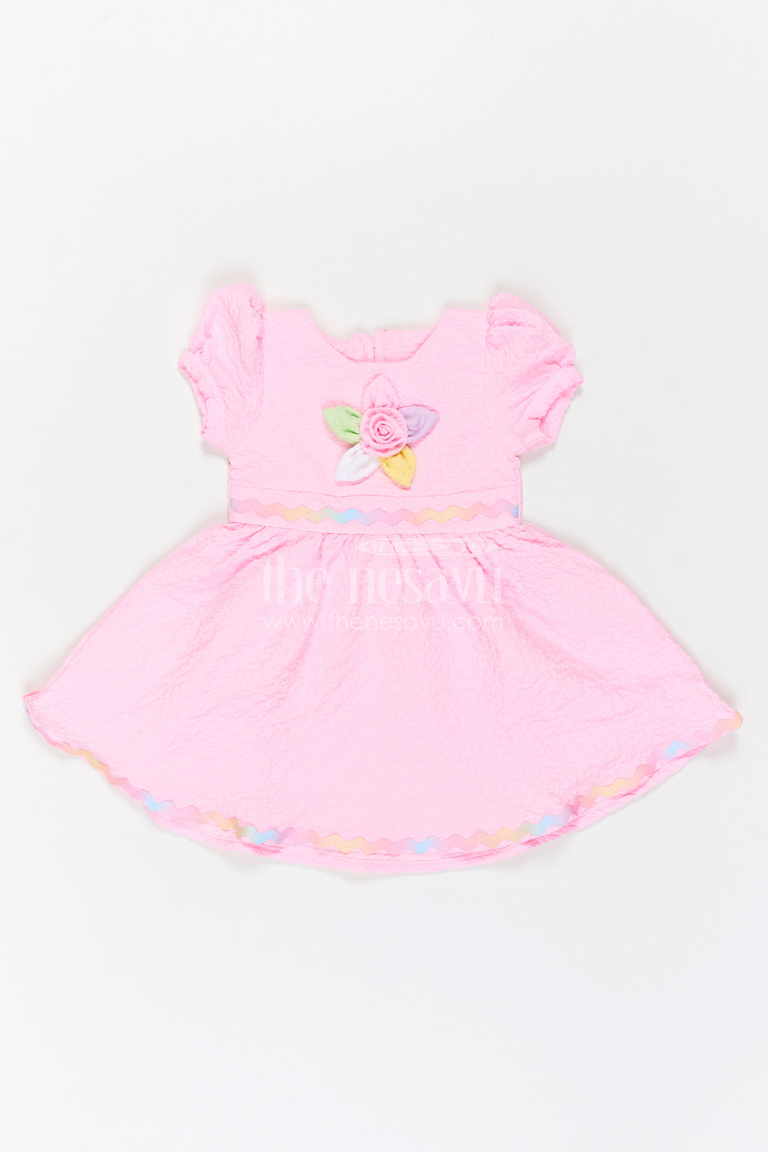 The Nesavu Girls Cotton Frock Girls Party Frock for Birthdays and Playful Celebrations Nesavu Nesavu Girls Birthday Party Frock With Thread Embroidery And Comfortable Cotton Blend Fabric