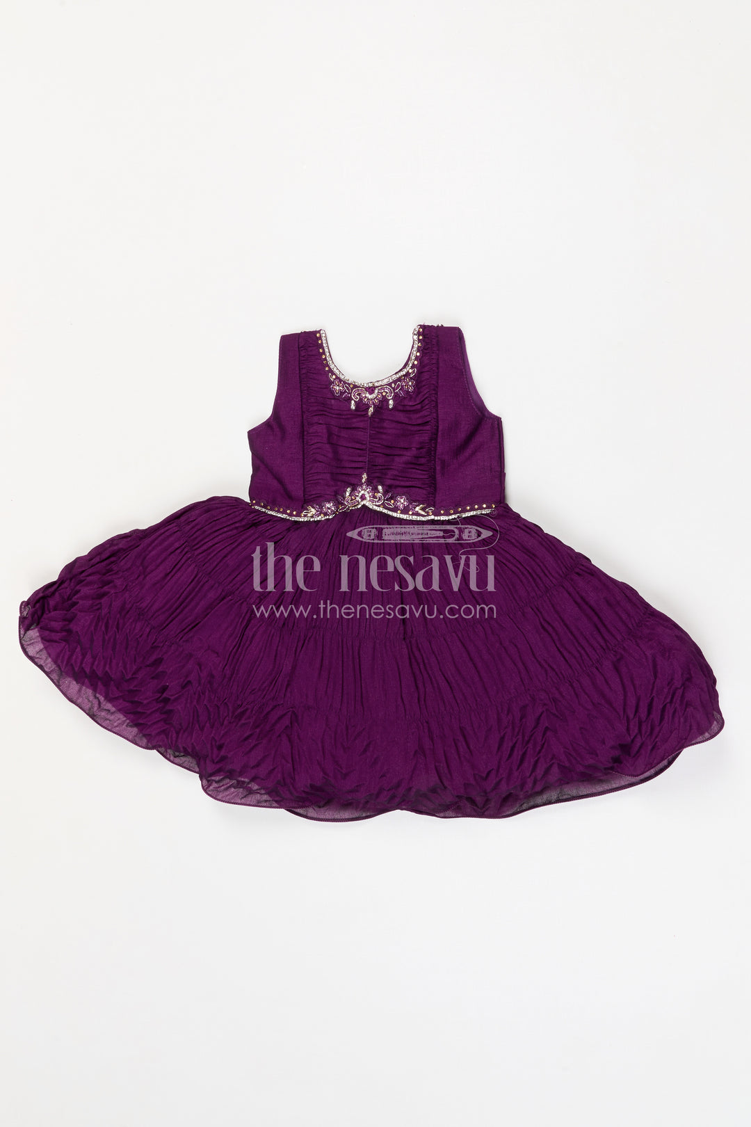 The Nesavu Silk Frock Girls Party Frock for Birthdays and Special Celebration Nesavu 18 (2Y) / Purple / Georgette SF1139B-18 Nesavu girls silk party frock with georgette embroidered jacket for birthdays and celebrations